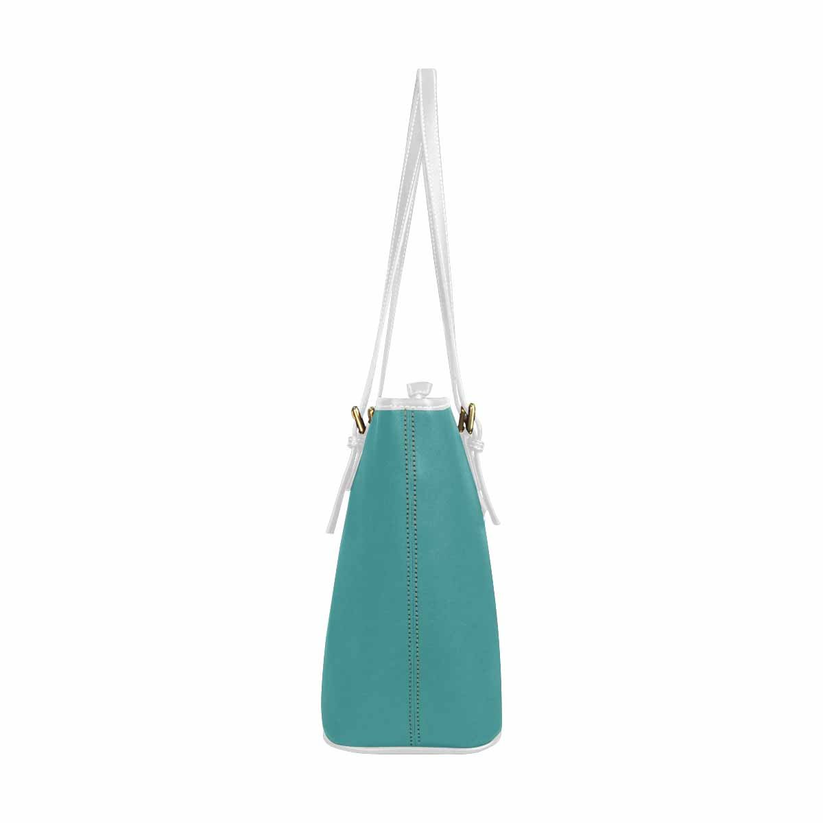 Large Leather Tote Shoulder Bag - Mint Blue