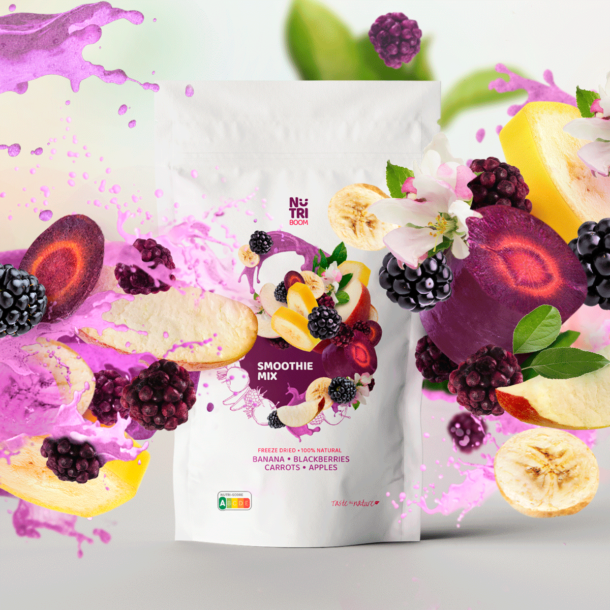 Freeze-dried Smoothie Mix Dark Purple - blackberries, banana, apples,