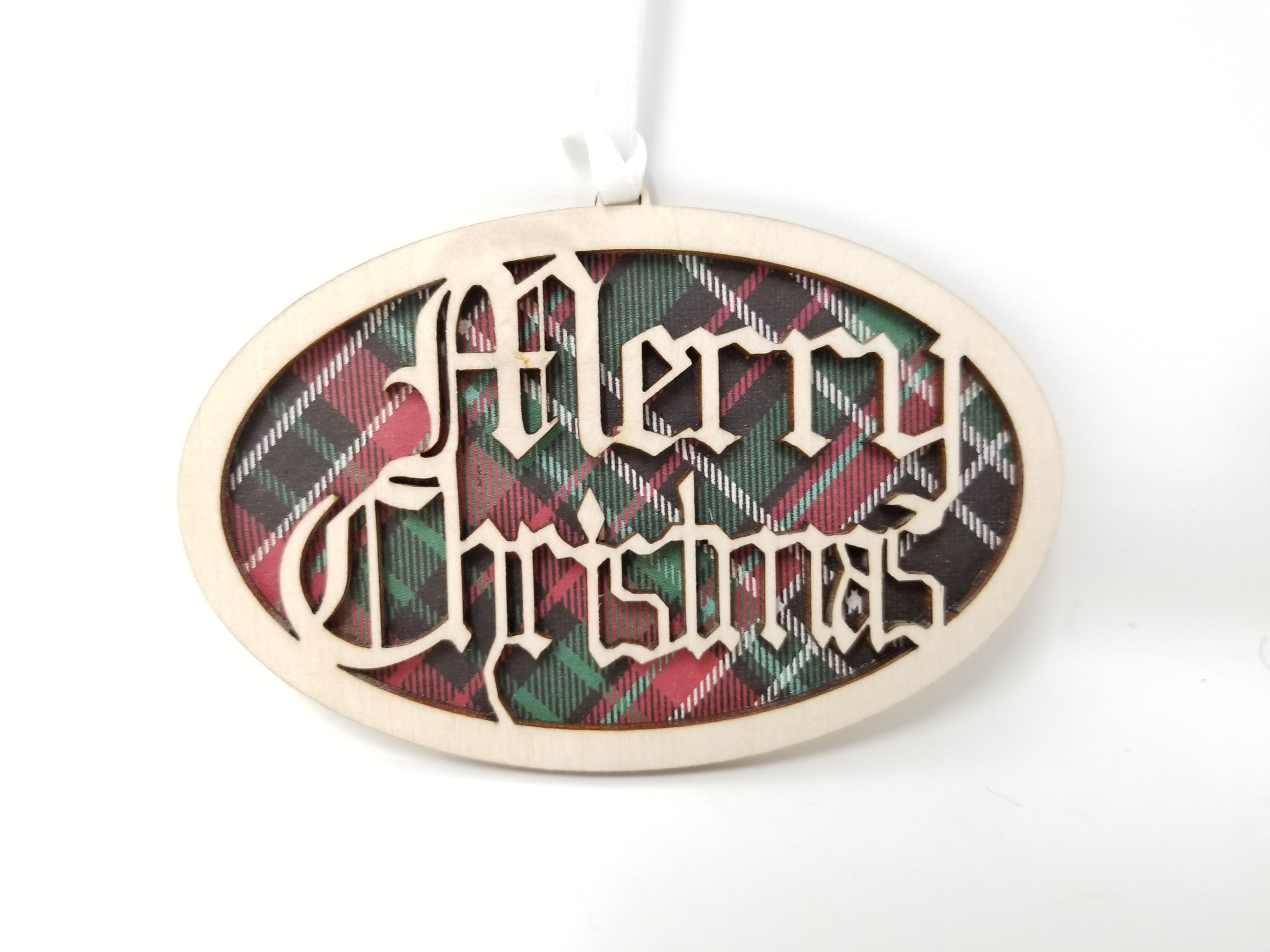 Merry Christmas Plaid Ornament