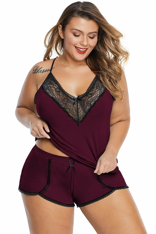 Plus Size Pajamas Cami Shorts Set