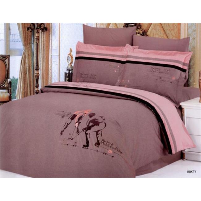 LE129Q Le Vele Full-Queen- 6 Pieces Duvet Cover Bedding Set- Hockey