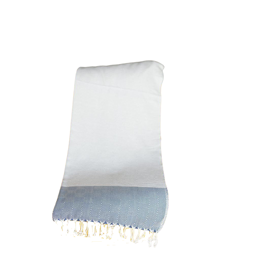 Blue and White Squares and Stripes Turkish Towel or Throw Blanket