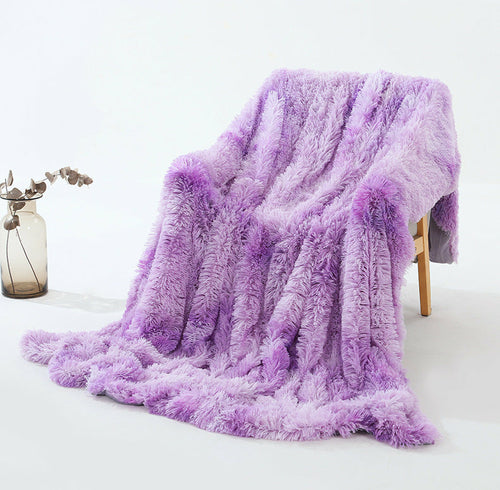 Warm Fluffy Shaggy Throw Blanket Bedspread Faux Fur