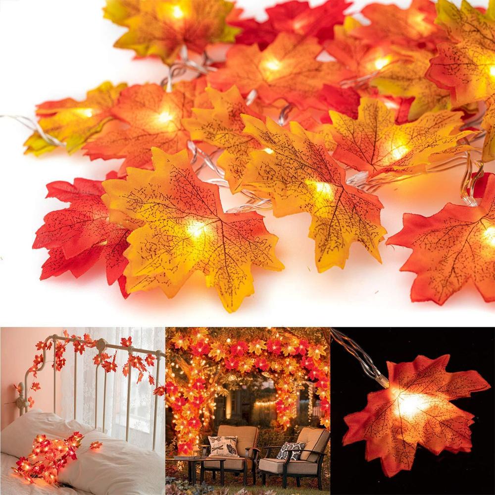 30 Lights Maple Leaf String Lights Thanksgiving Christmas Decorations