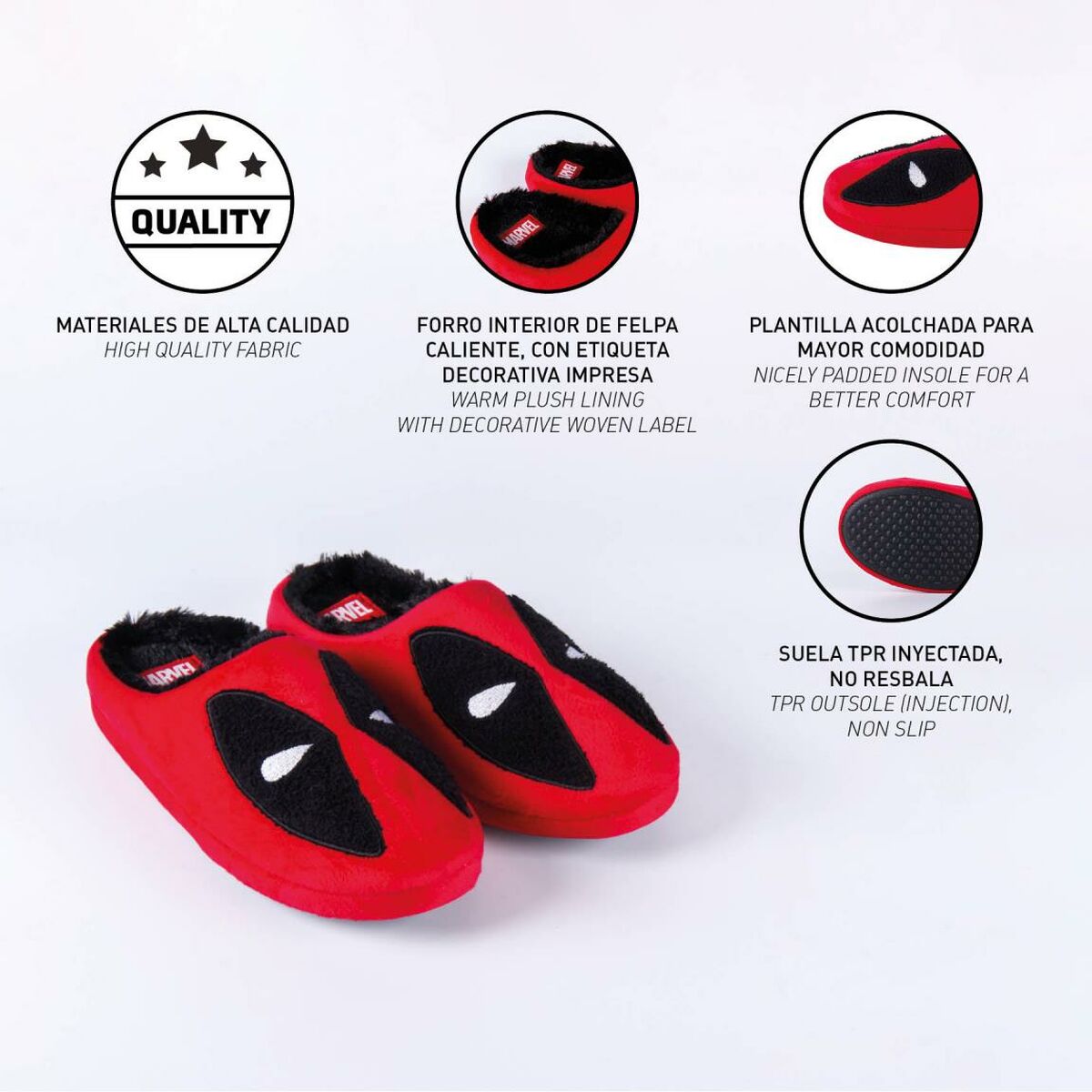 House Slippers Deadpool Red