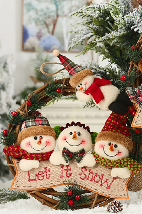 Christmas Rattan Wreath Gnome Ornaments