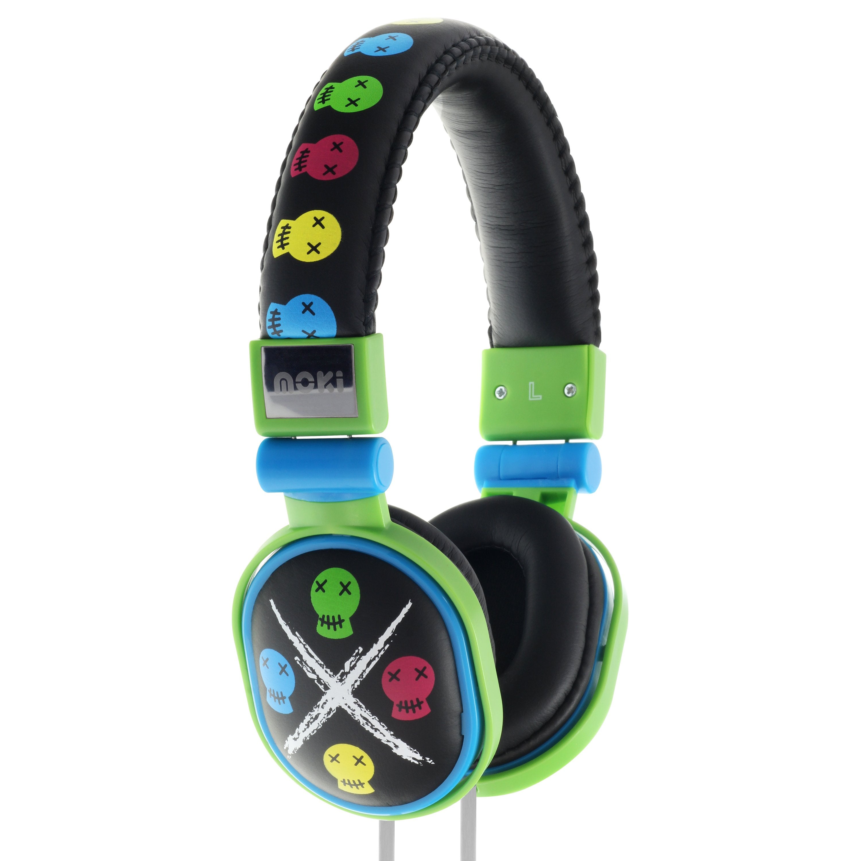 MOKI Poppers - Skull Black soft cushioned premium DJ Style headphone