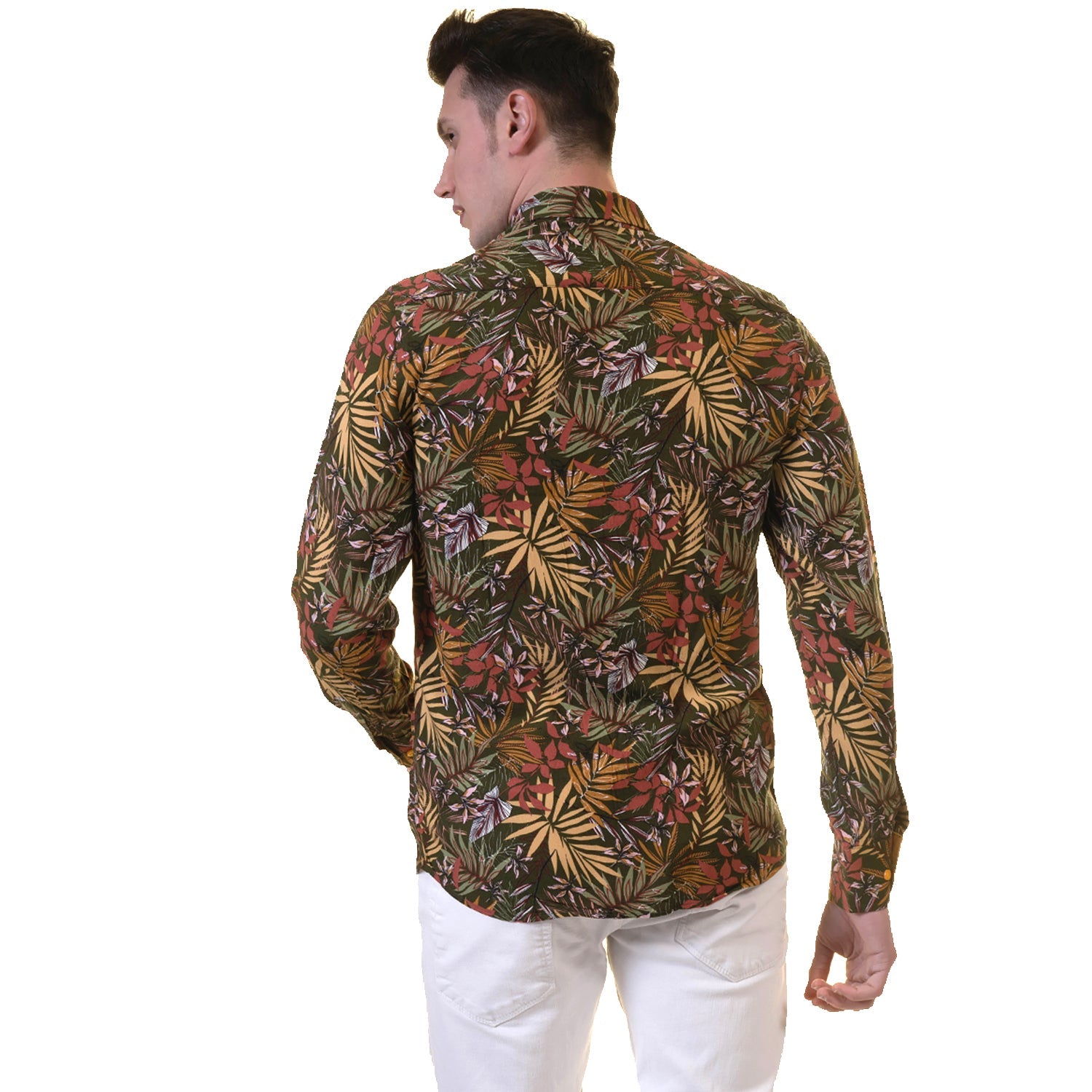 Floral Mens Slim Fit Designer Dress Shirt - tailored Cotton Shirts for