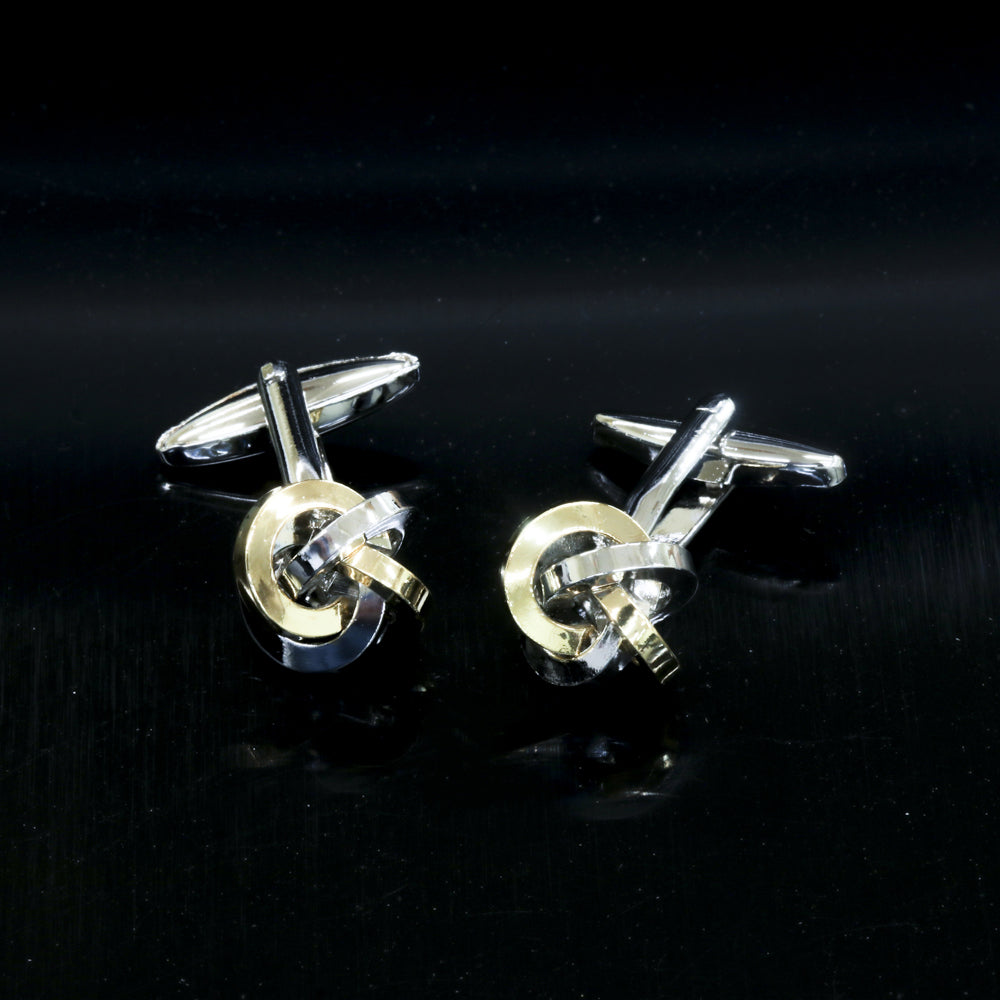 Gold & Black Mens Stainless Steel Knots Cufflinks for Shirt with Box -