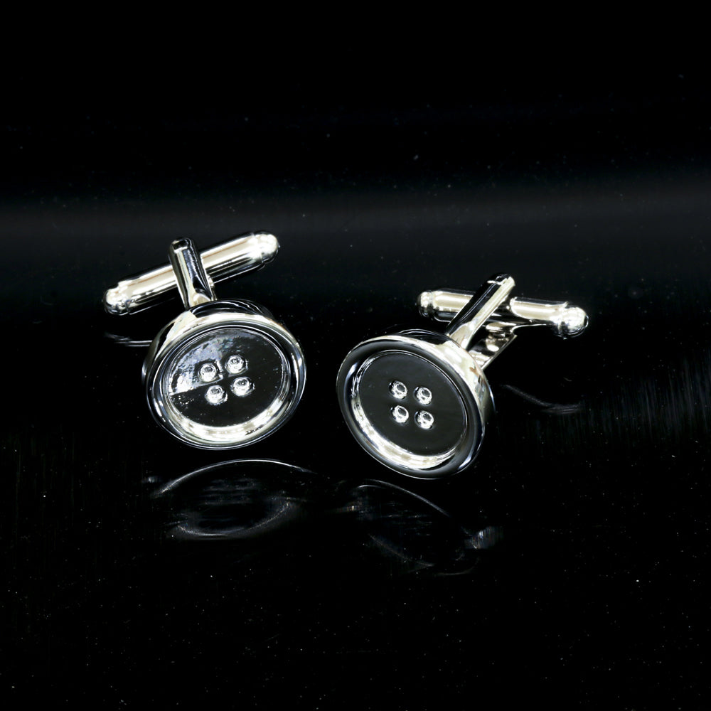 Silver Mens Stainless Steel Buttons Cufflinks for Shirt with Box -