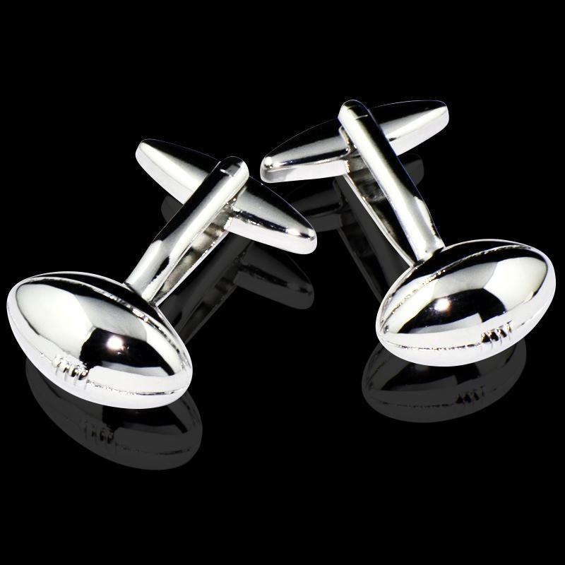 Black & Silver Mens Stainless Steel Football Cufflinks for Shirt with