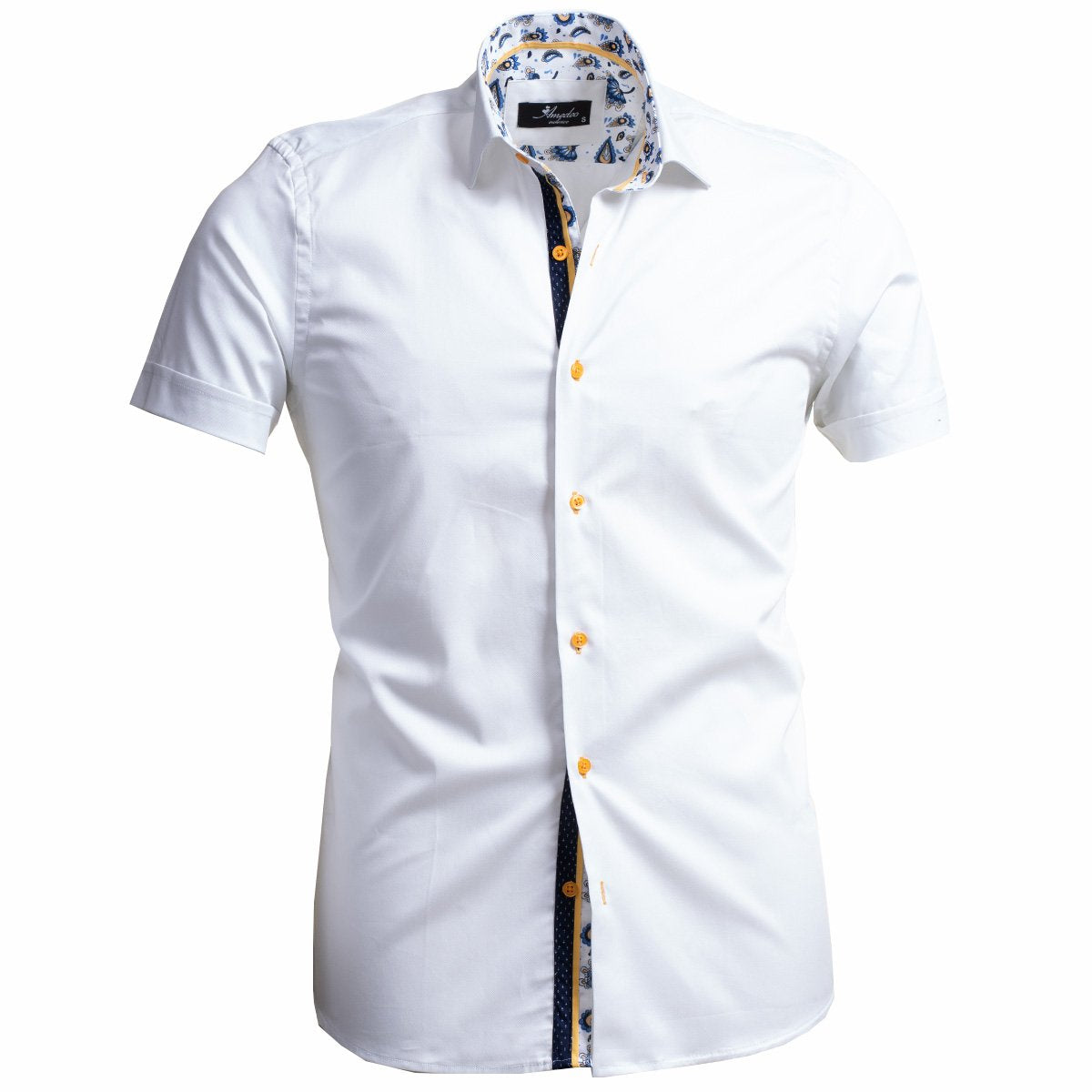 Mens Short Sleeve Button up Shirts - Tailored Slim Fit Cotton Dress