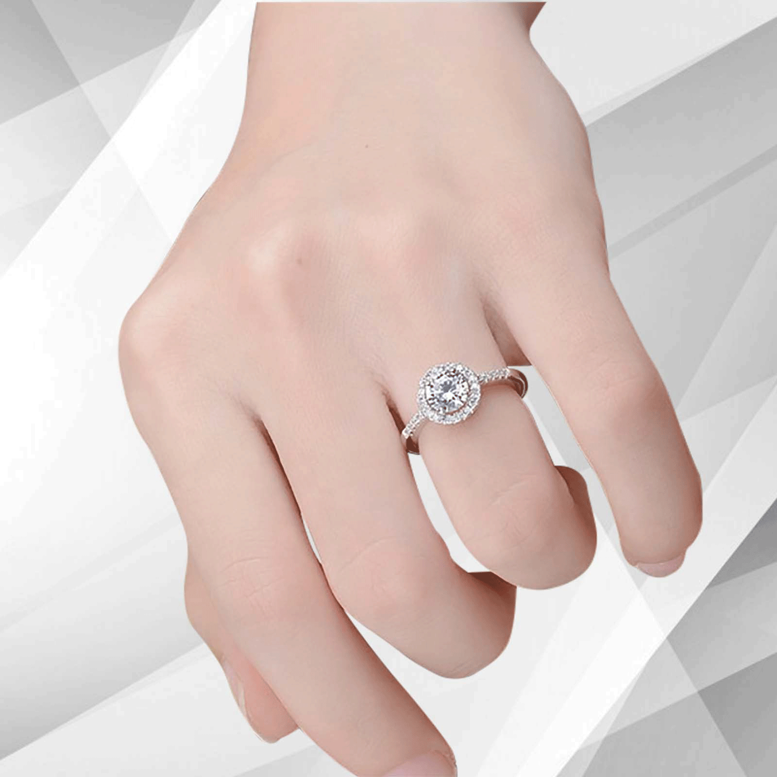 2.88Ct Large CZ Diamond Cushion Halo Bridal Engagement Ring 18Ct White