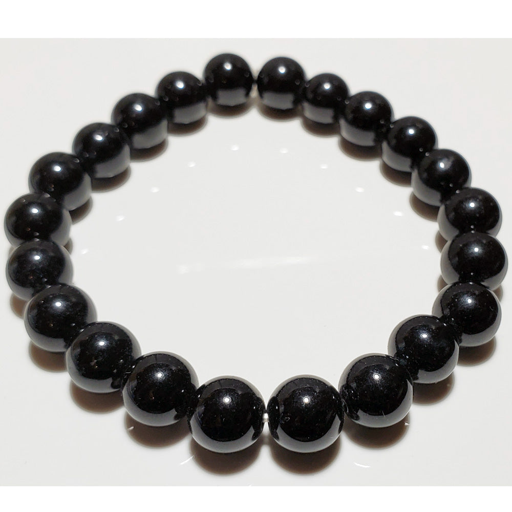 8mm Black Onyx Beaded Elastic Stretch Bracelet-0