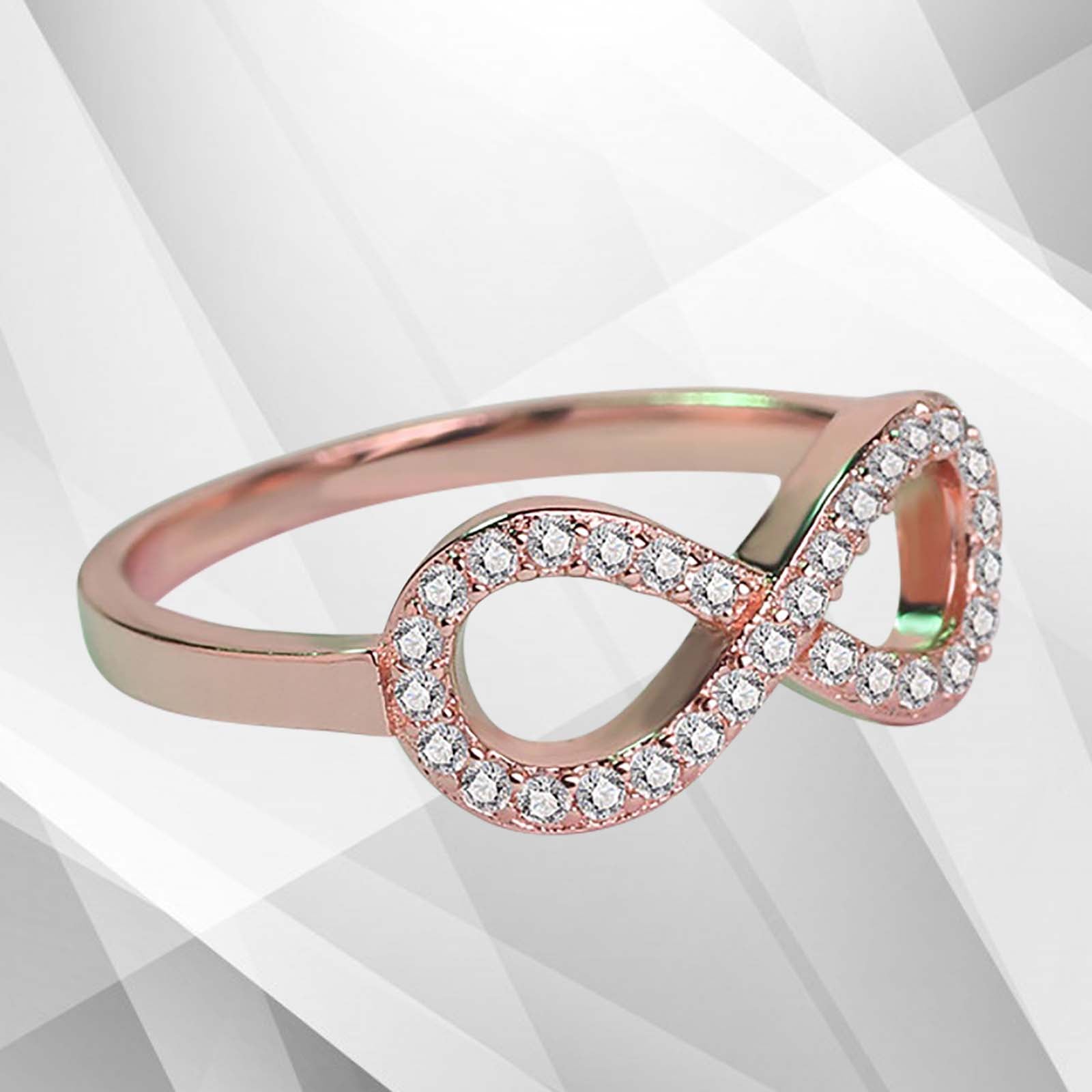 0.35Ct Round-Cut 30 Top CZ Diamonds Infinity Engagement Ring 18K Rose