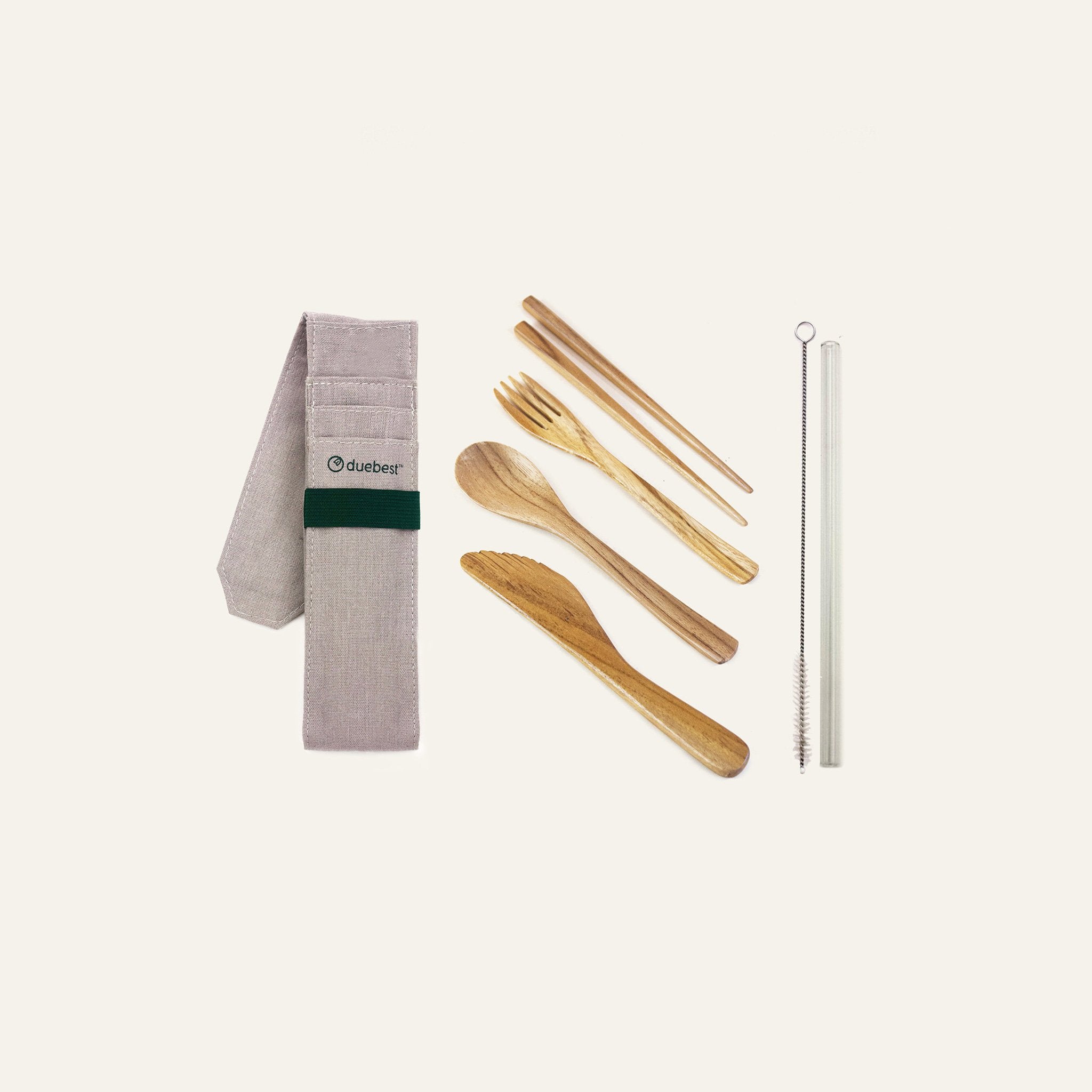 Reusable Wooden Cutlery Set & Straw