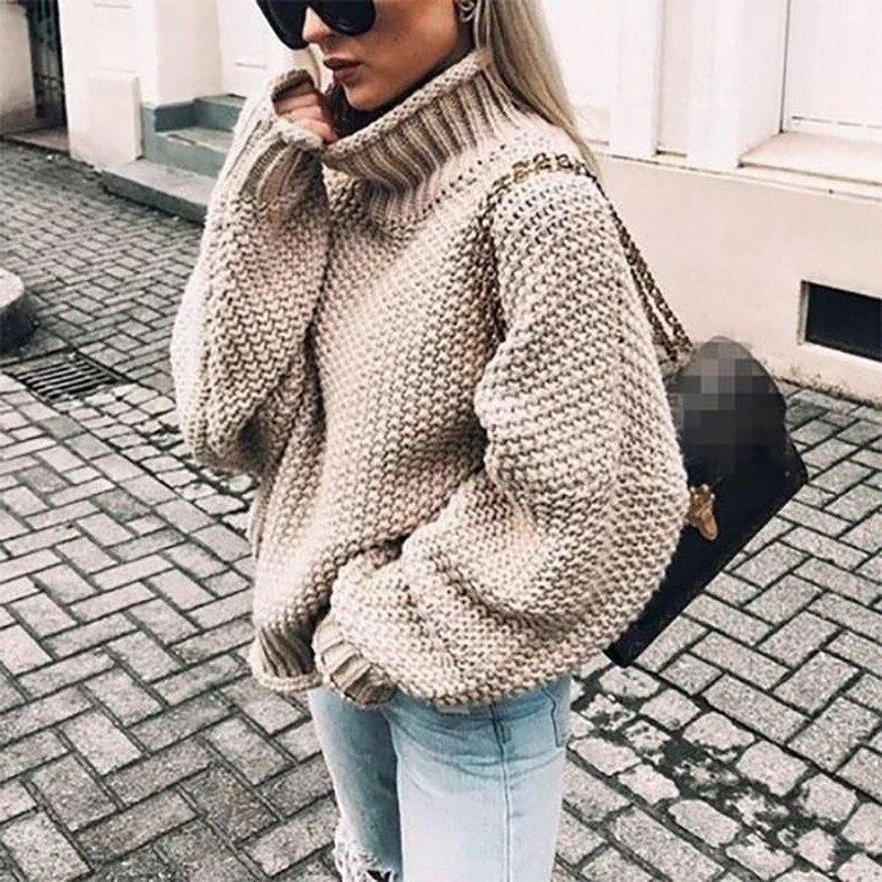 Winter Knitted Woman Sweaters Pullover Autumn Plus Size Casual Solid