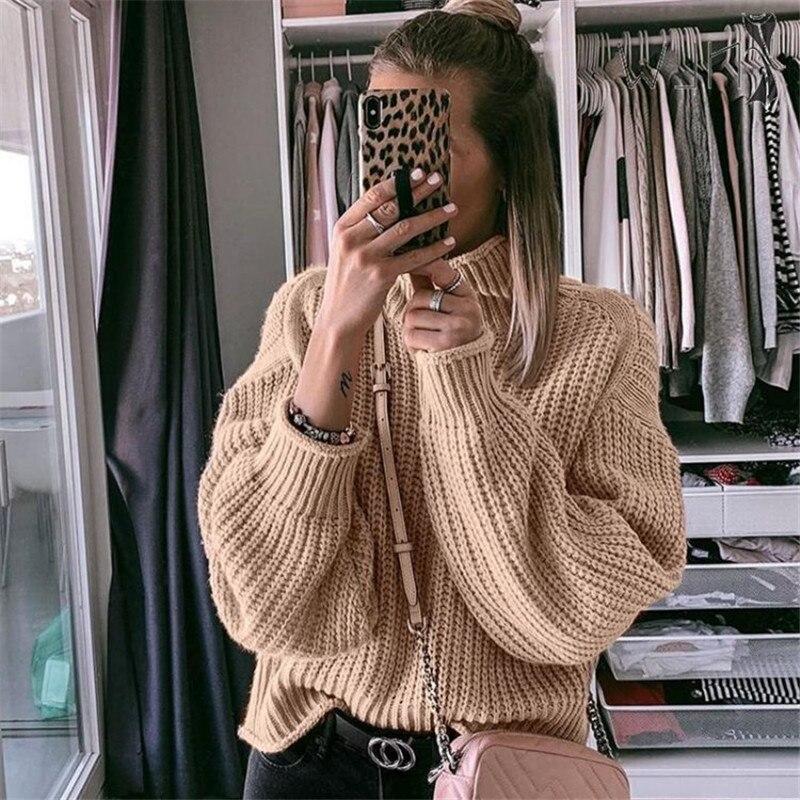 Winter Knitted Woman Sweaters Pullover Autumn Plus Size Casual Solid