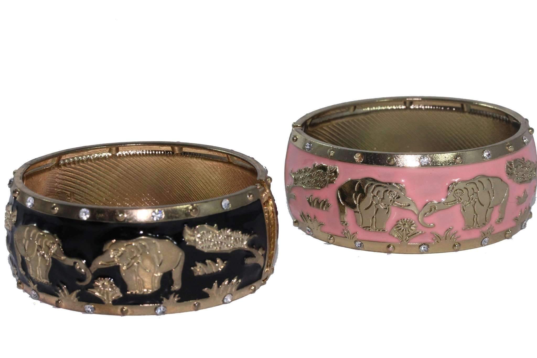 Grazing Elephants Cuff Bangle-0