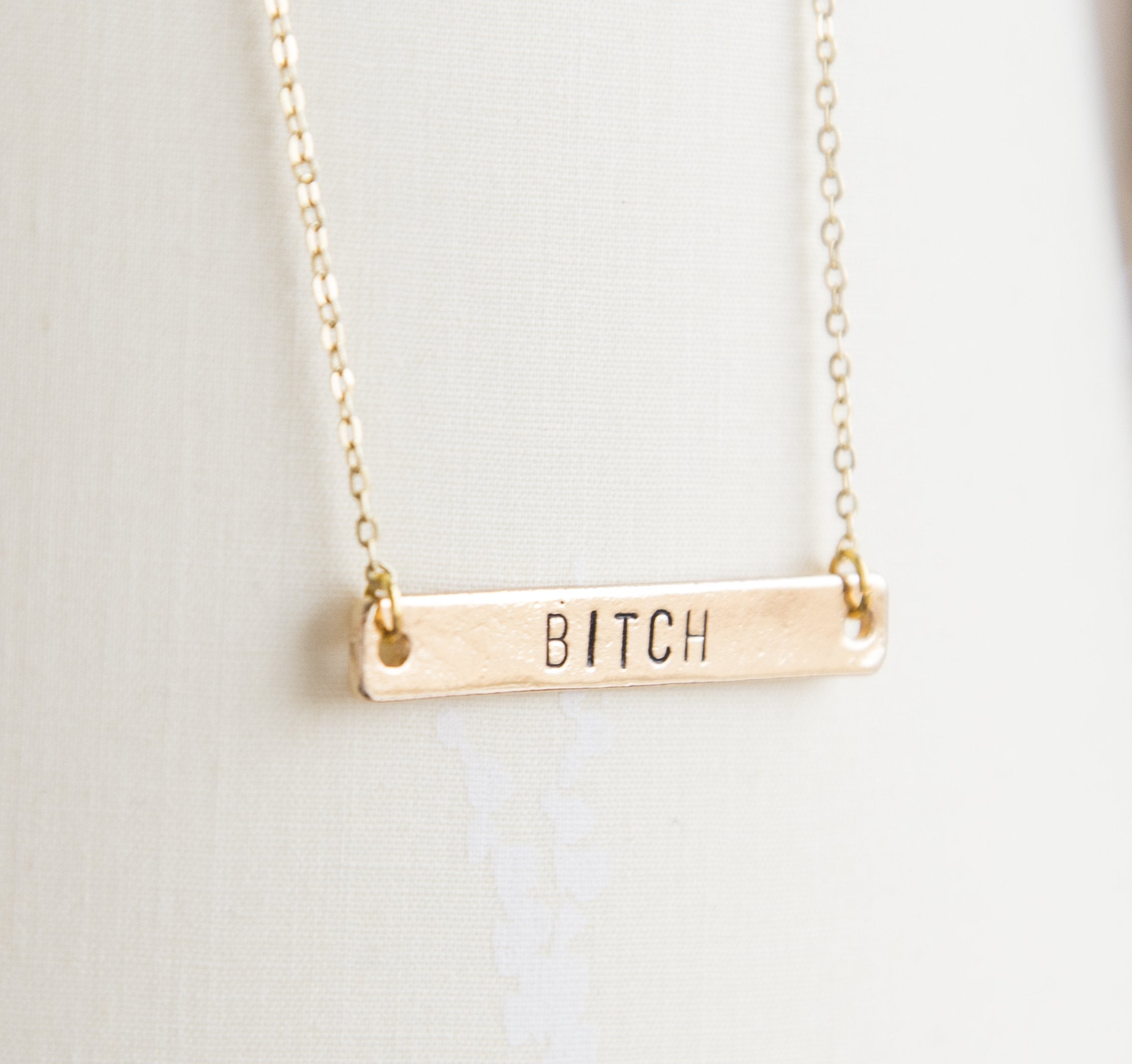 Bitch necklace, offensive gift gold feminist pendant fierce jewelry