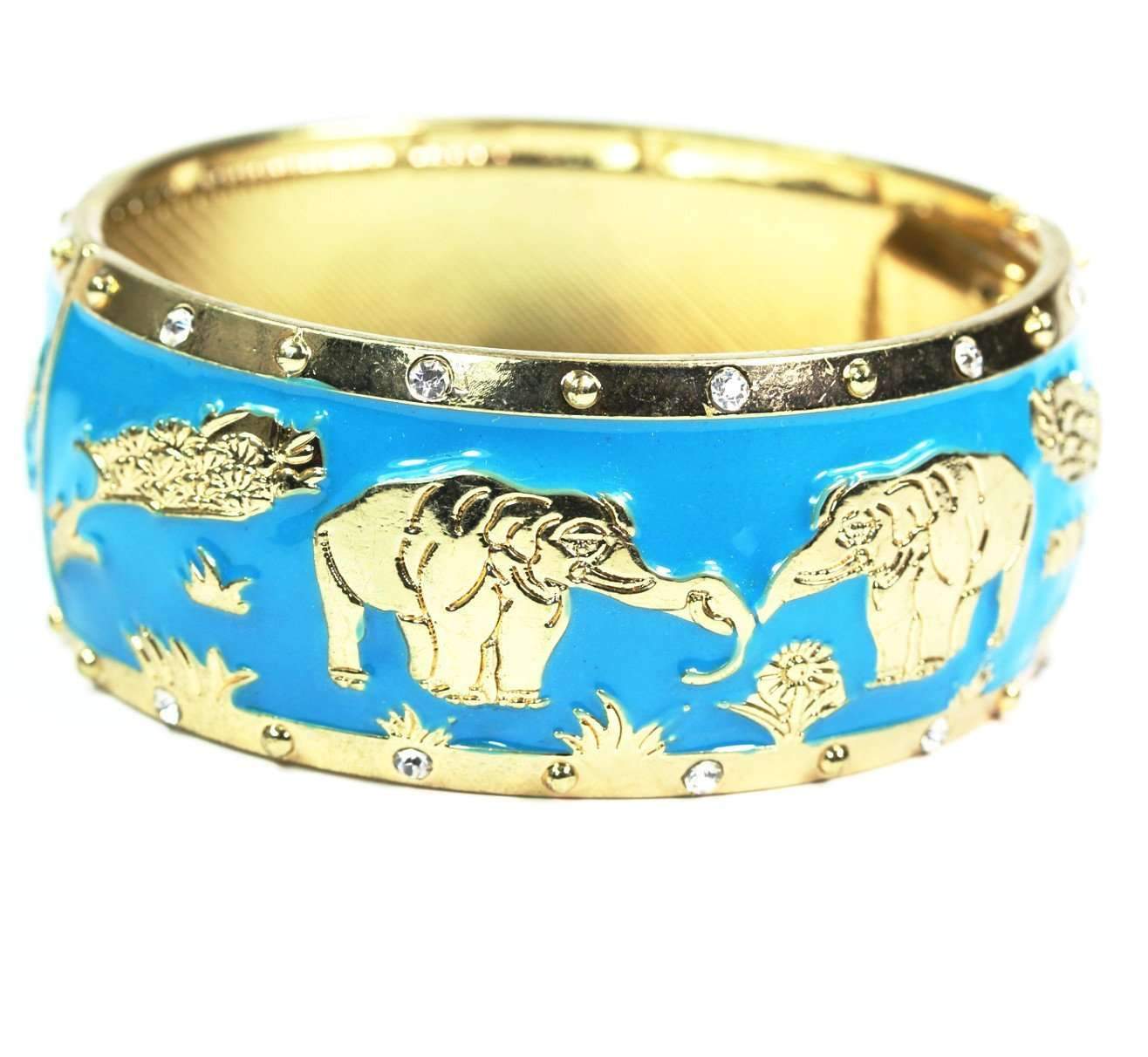 Grazing Elephants Cuff Bangle-1