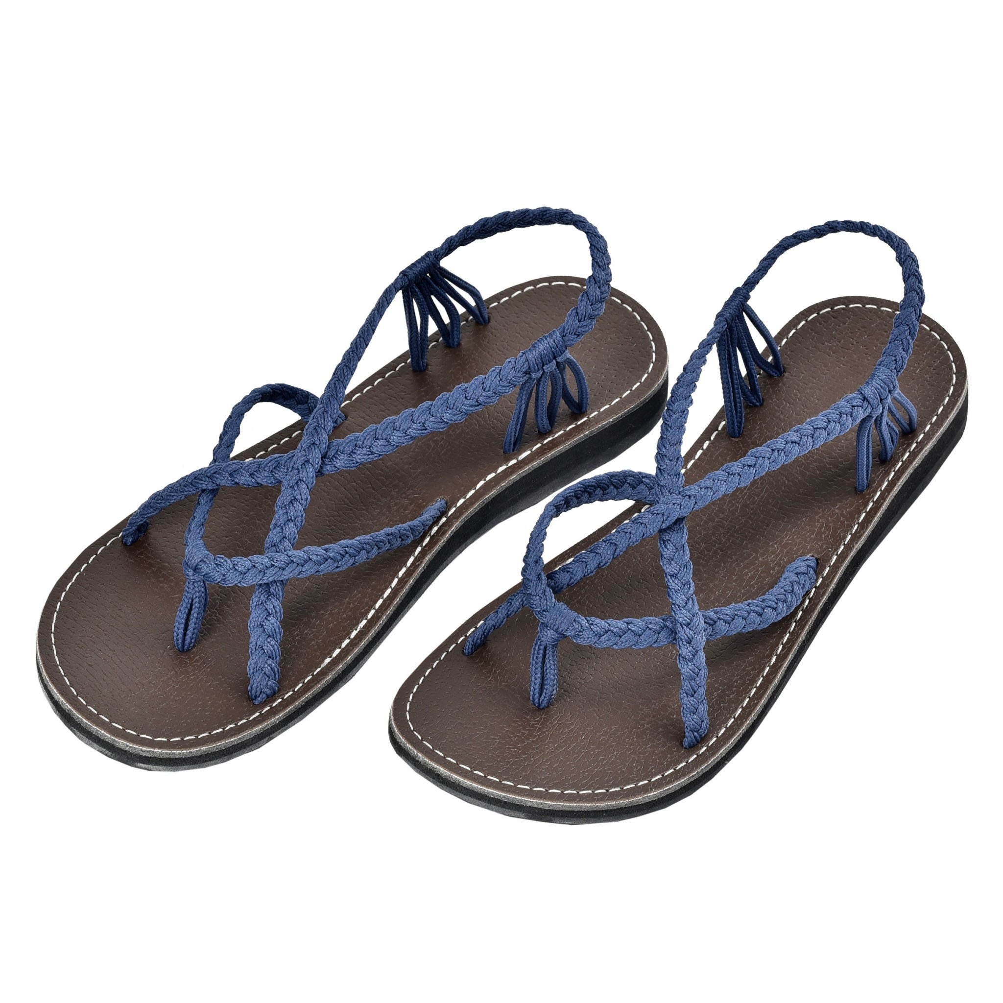 Markerandhands Handwoven Rope Flat Sandals For Women Spring Sapphire