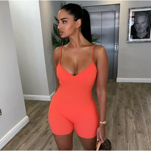 Sexy Jumpsuits Summer Sleeveless V-neck Bodycon Rompers