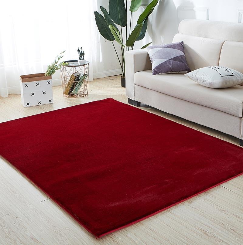 Lily Luxury Red Chinchilla Faux Fur Area Rug