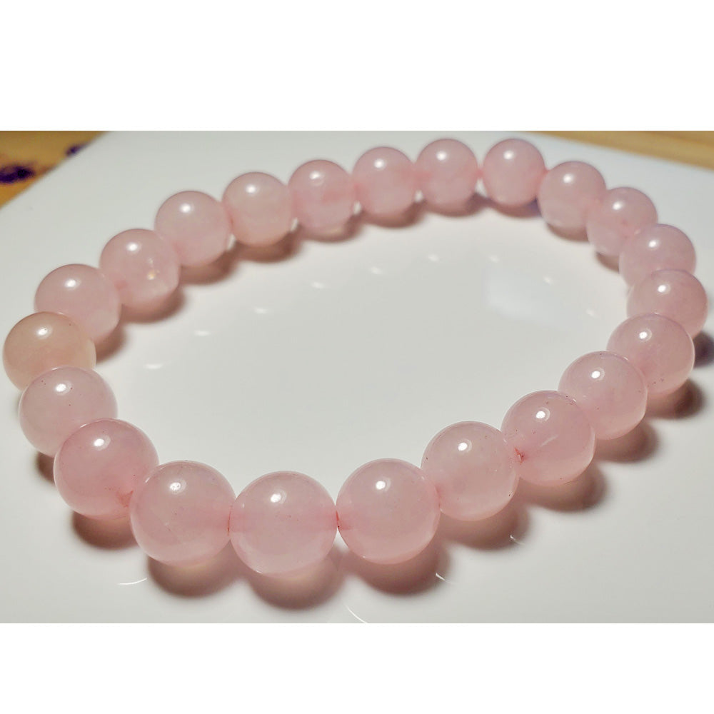 8mm Rose Quartz Beaded Elastic Stretch Bracelet-0