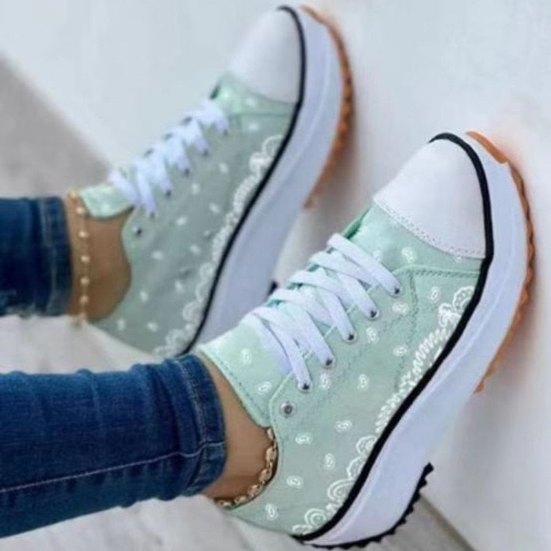 2022 Pattern Canvas Women Sneakers Casual Sport Shoes