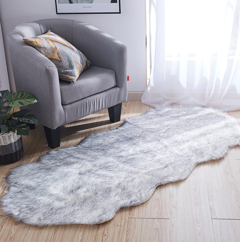 Luxury Dark Grey Faux Fur Decorative Rug 32" x 71"