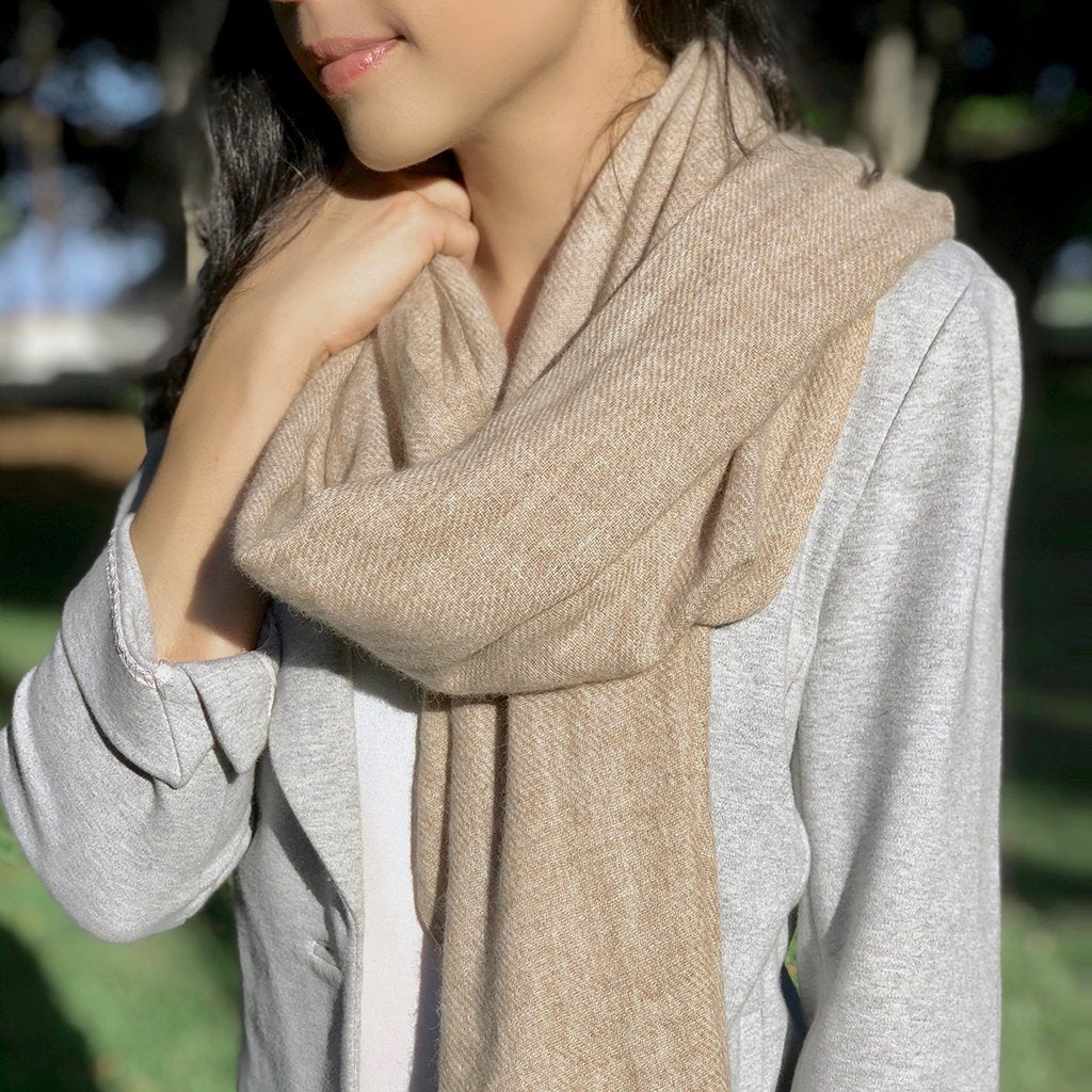 Beige Handloom Cashmere Scarf