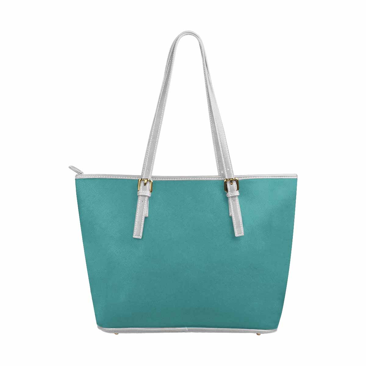 Large Leather Tote Shoulder Bag - Mint Blue