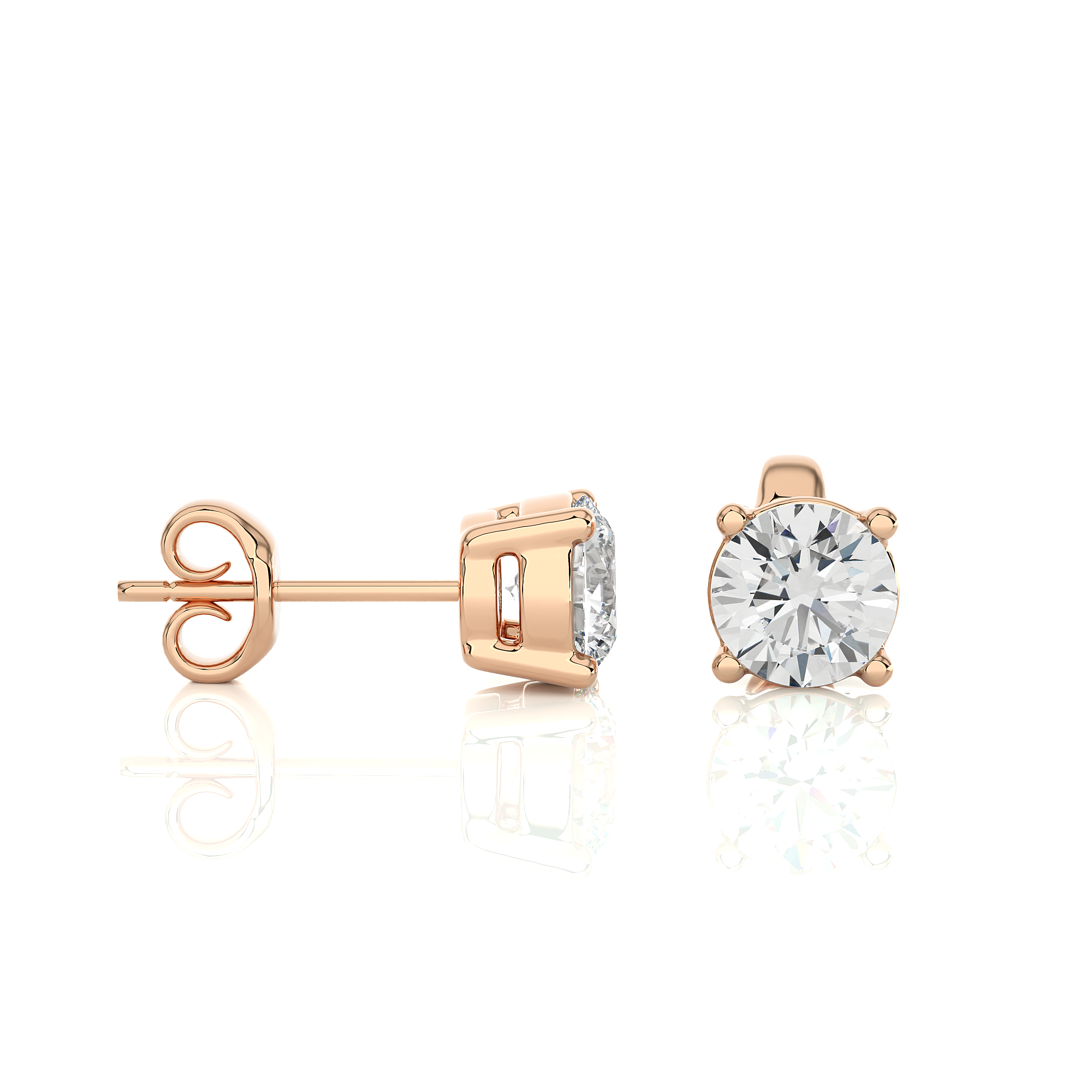 Rose Gold Moissanite Round Shape Earring – WE0094