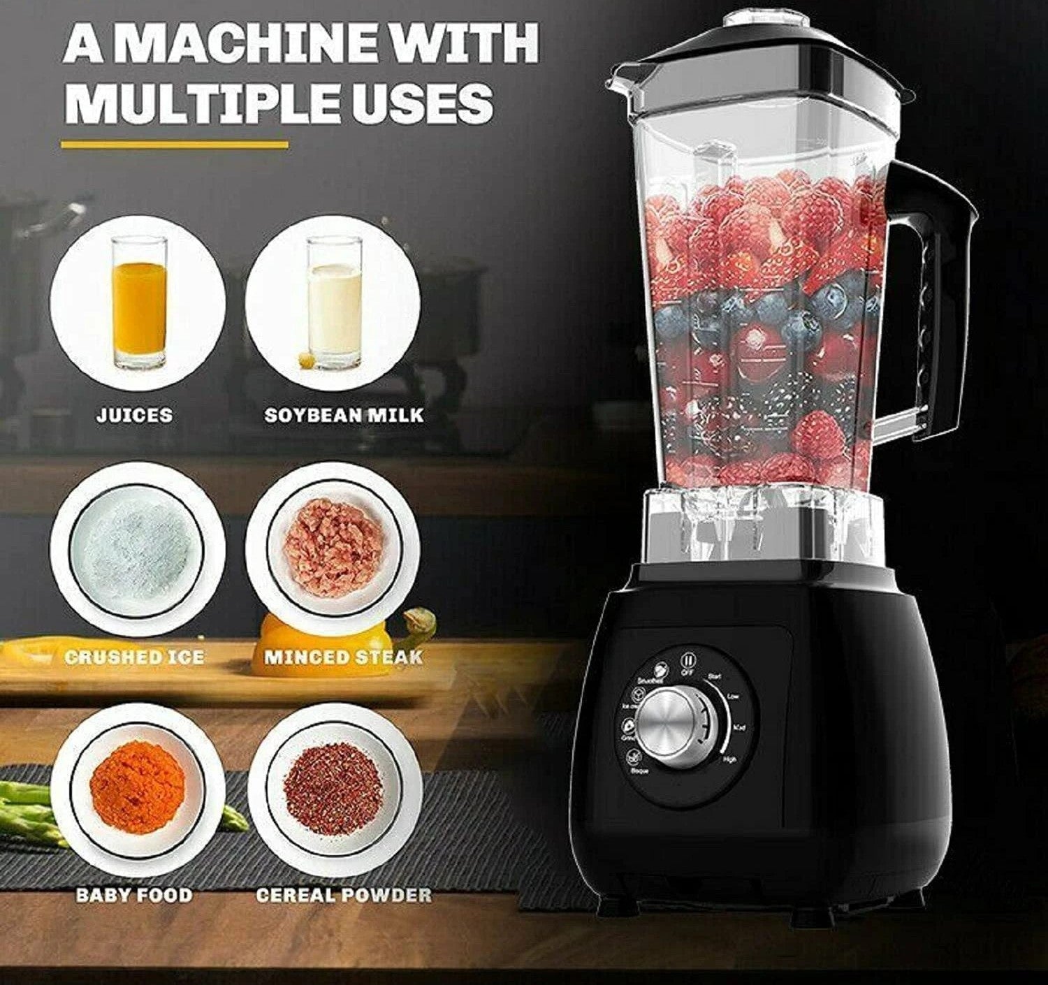 2L Countertop Blender 2000W Fruit Smoothie Blender