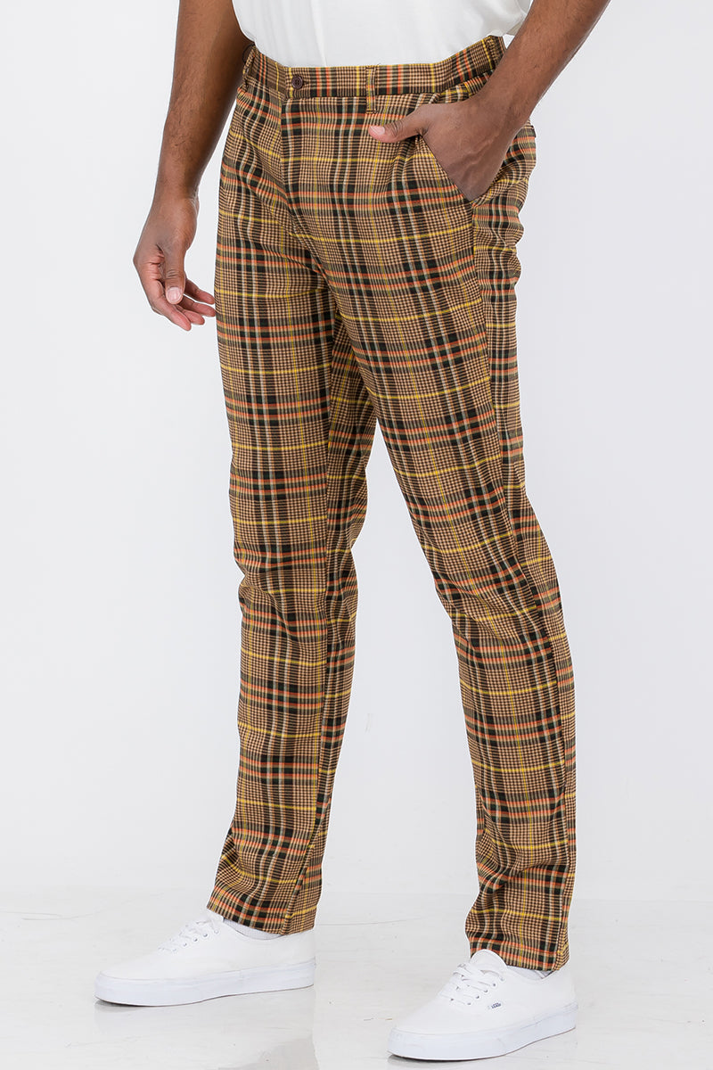 Plaid Slim Fit Trouser Pants