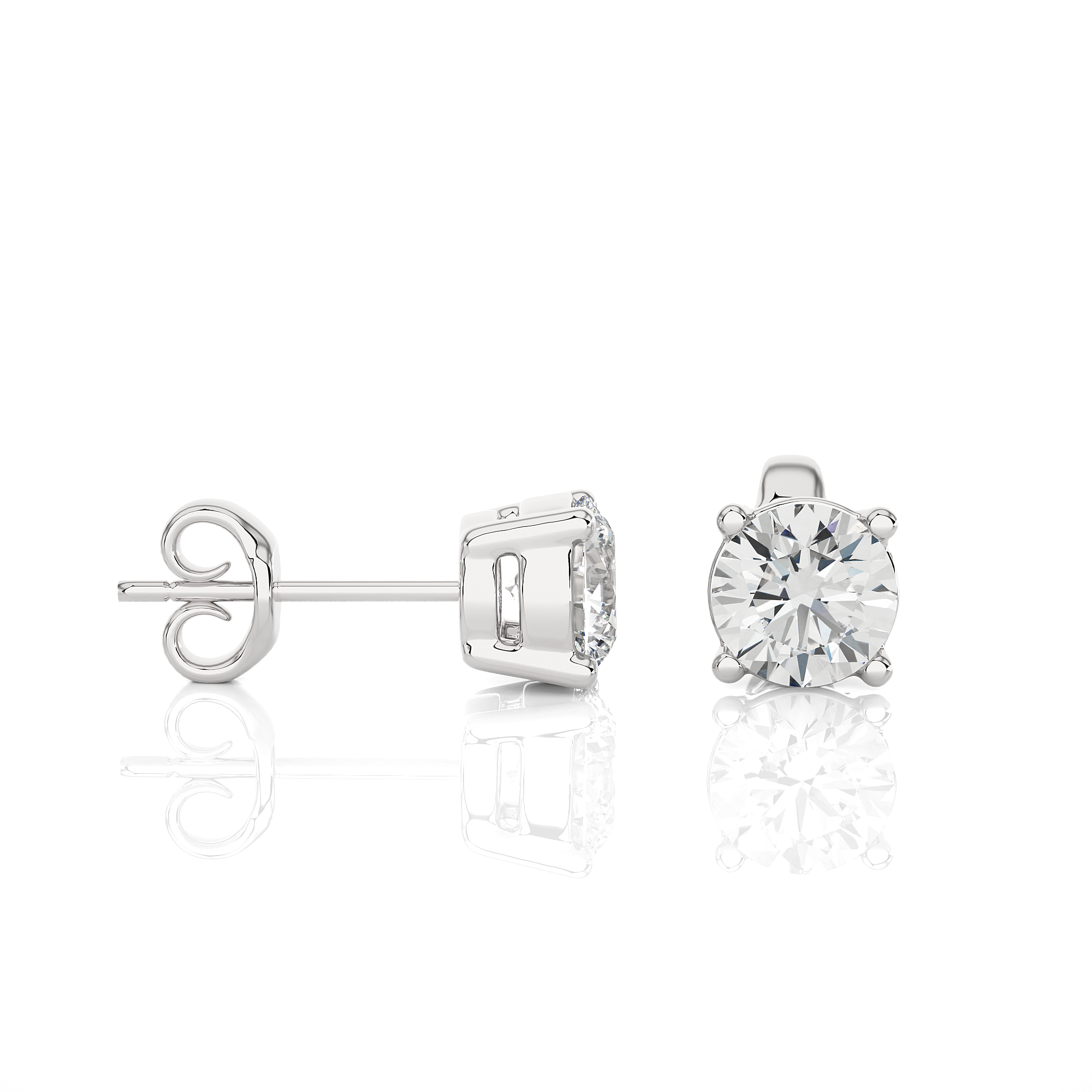 White Gold Moissanite Round Shape Earring – WE0094