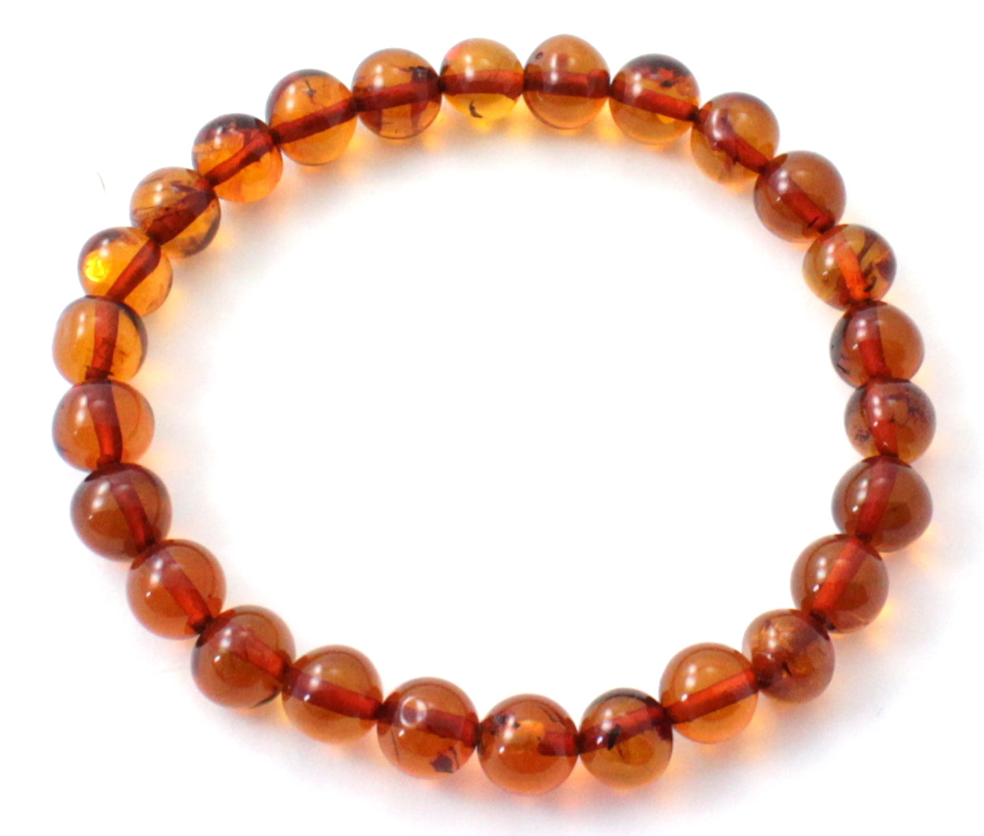 Amber Stretch Bracelet for Women or Men Cognac Brown