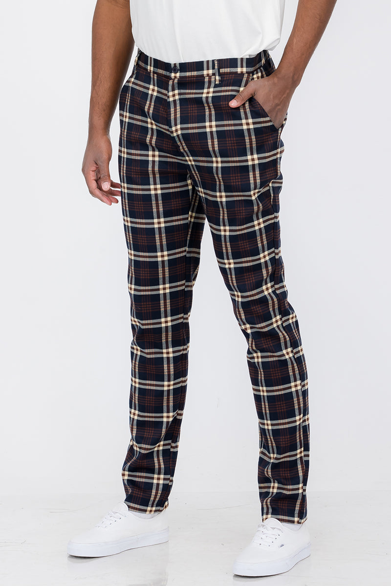 Plaid Slim Fit Trouser Pants