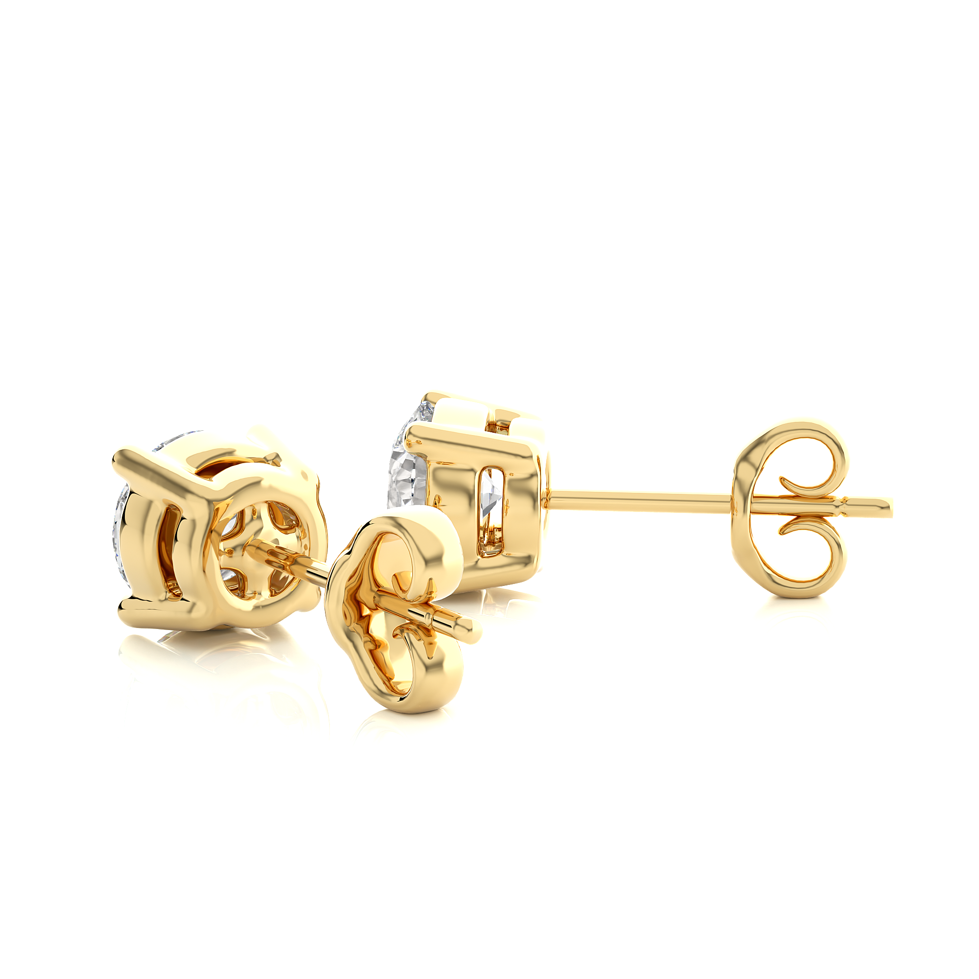 Yellow Gold Moissanite Round Shape Earring – WE0094