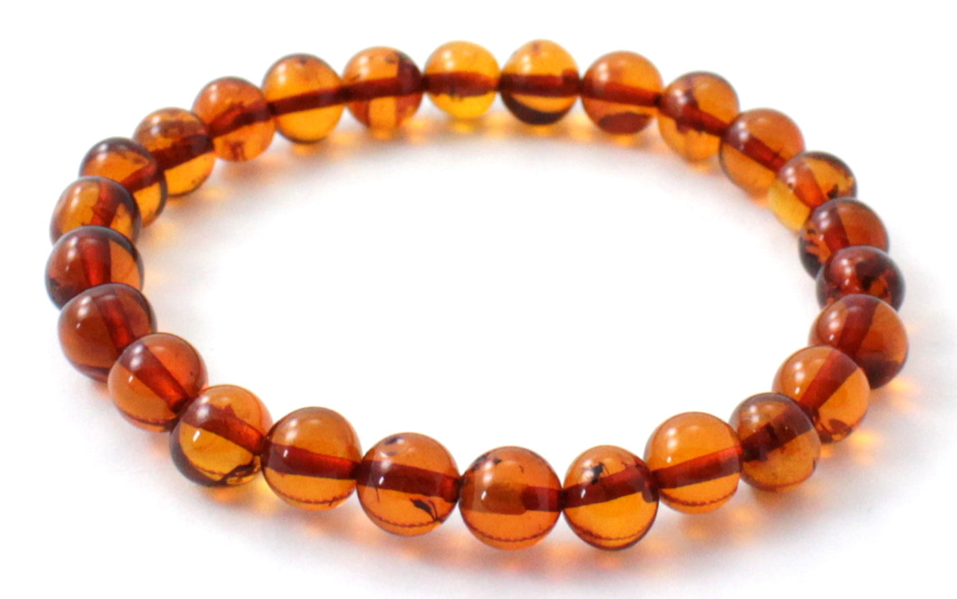 Amber Stretch Bracelet for Women or Men Cognac Brown