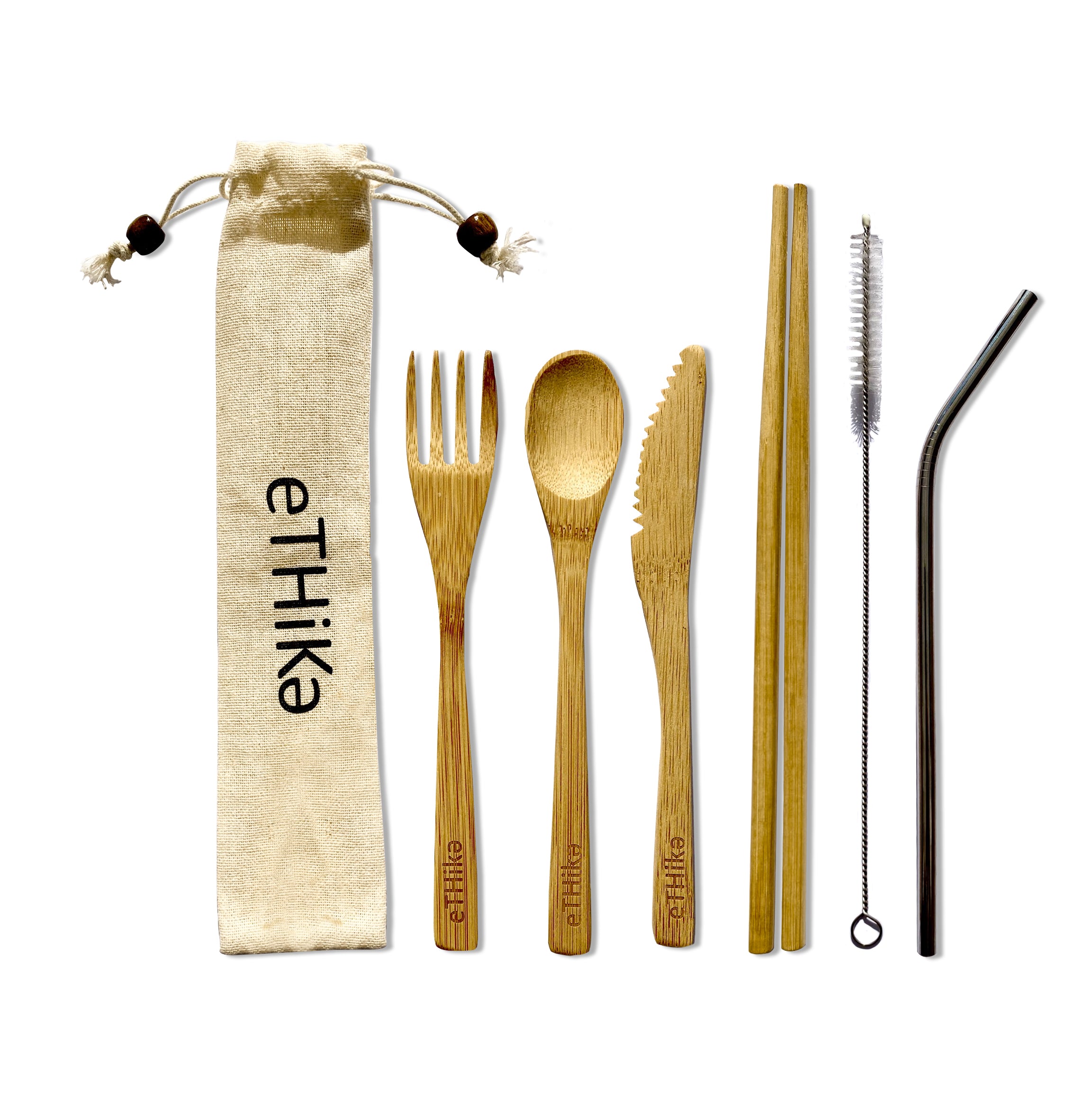 Reusable Bamboo Cutlery Set of 7