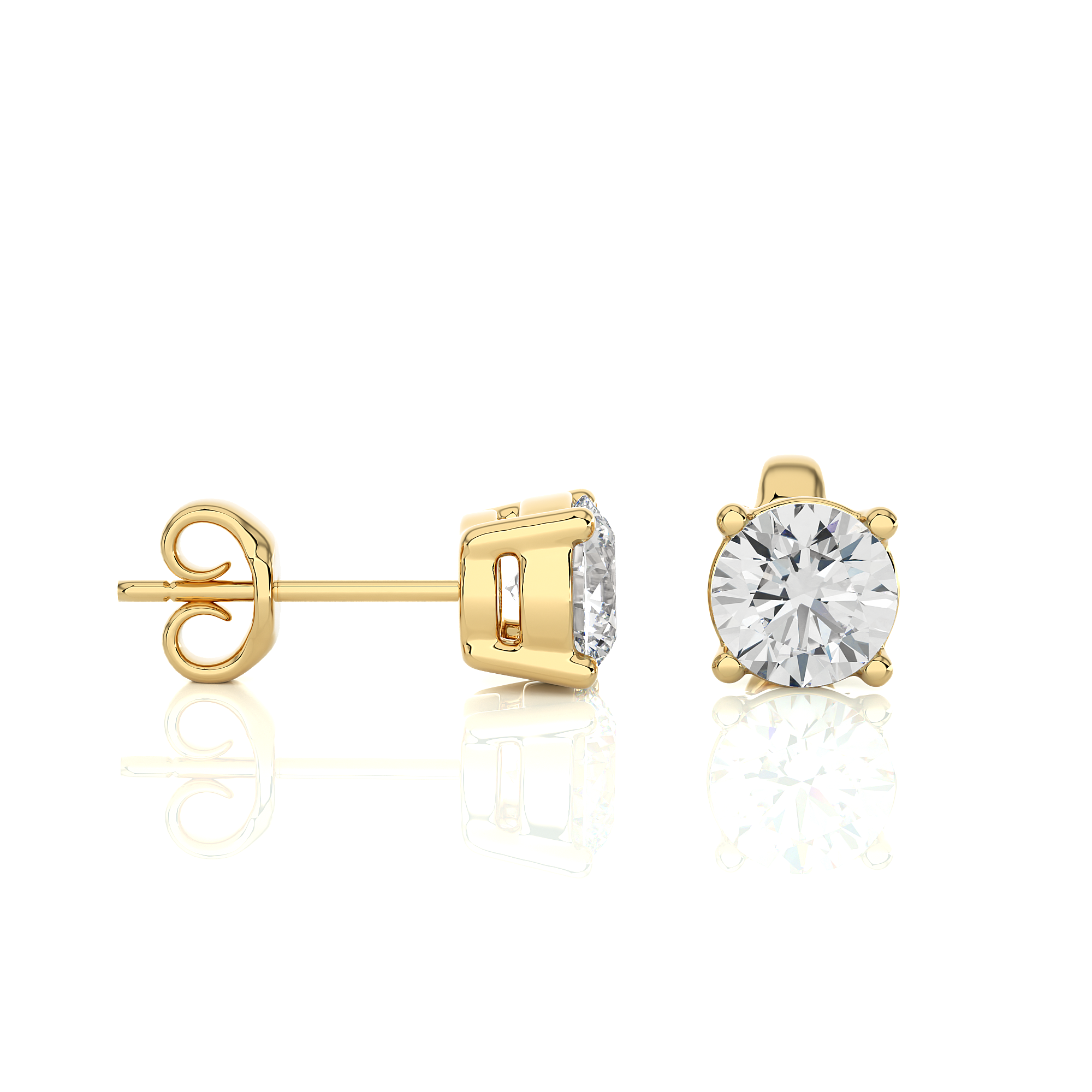 Yellow Gold Moissanite Round Shape Earring – WE0094