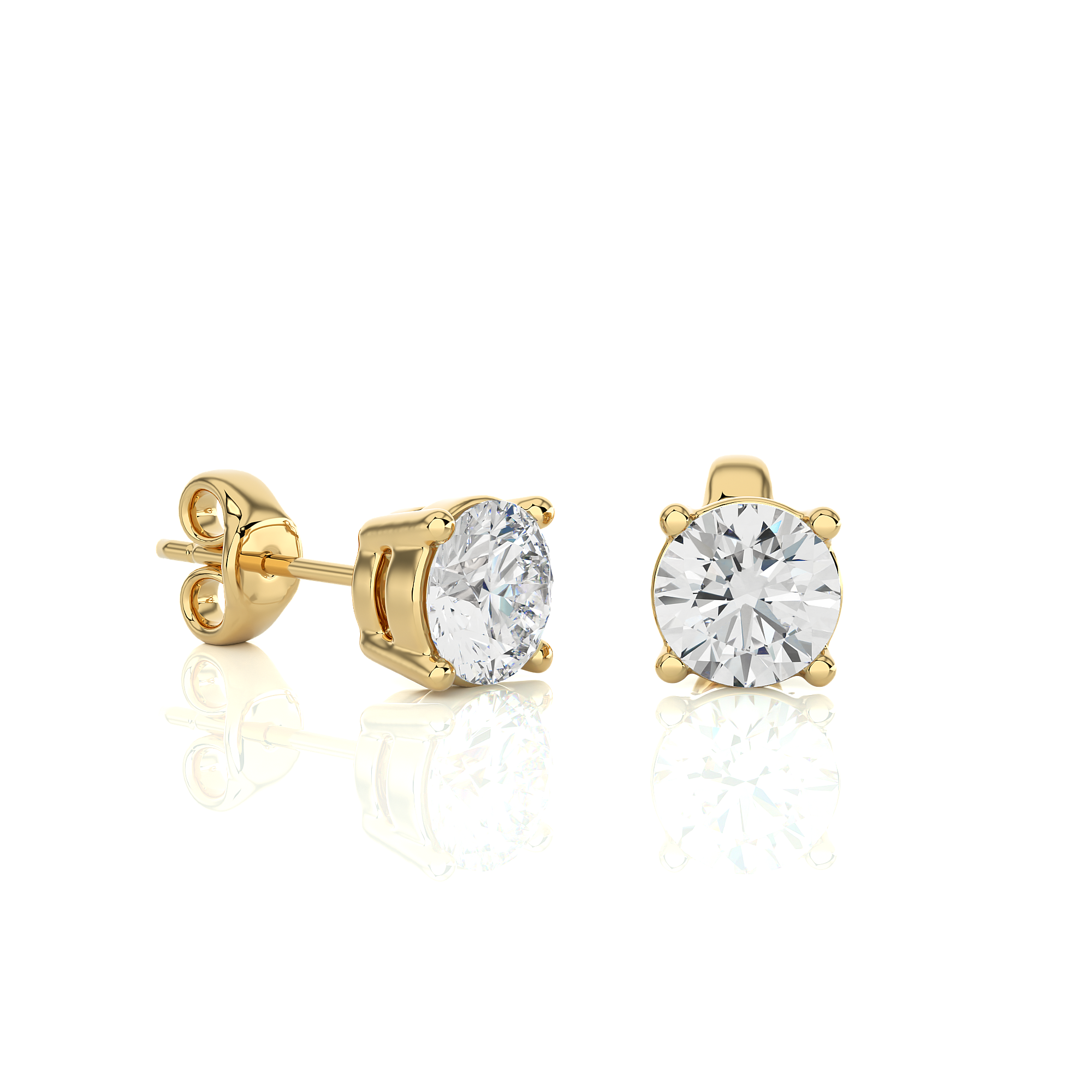 Yellow Gold Moissanite Round Shape Earring – WE0094