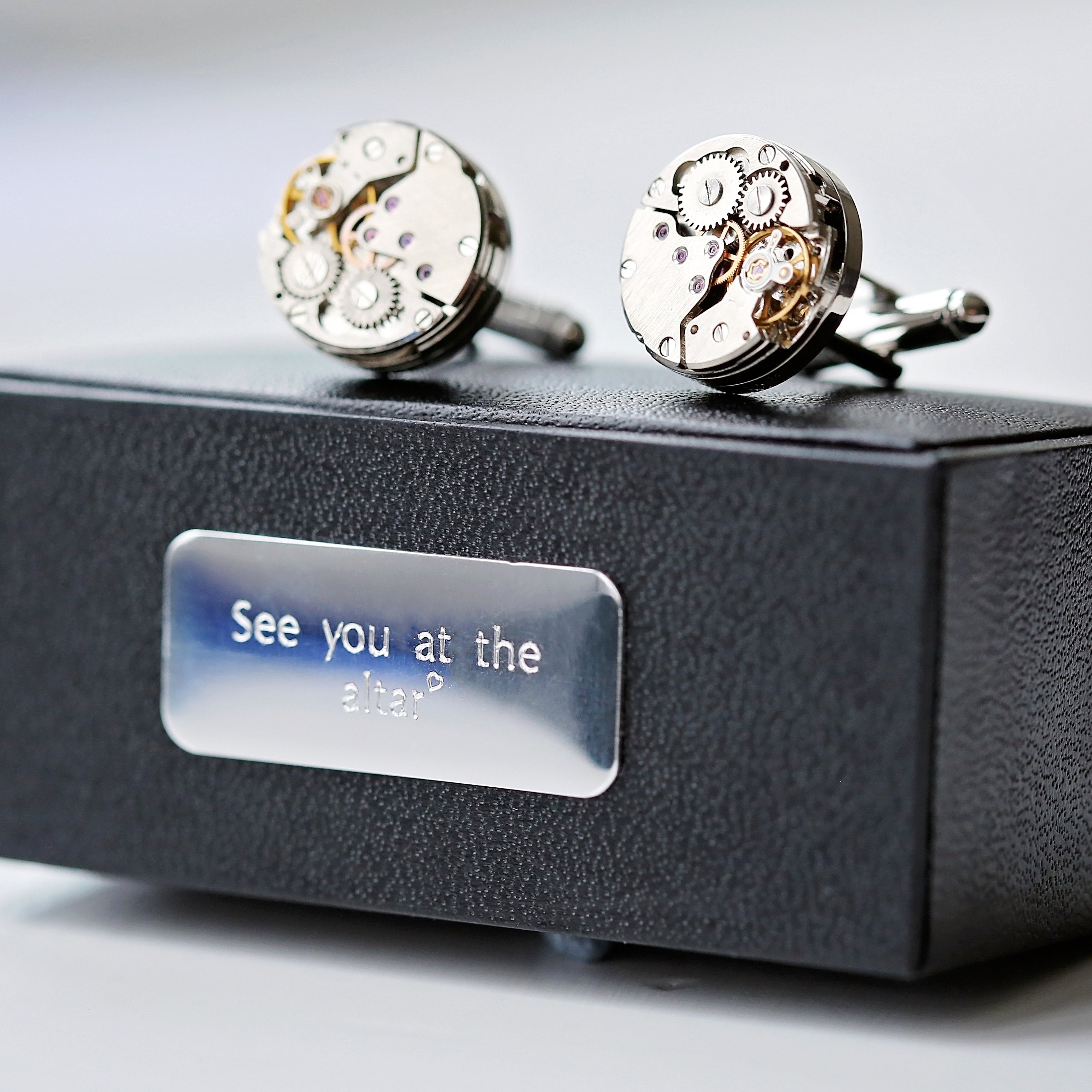 Engraved Gear Movement Cufflinks