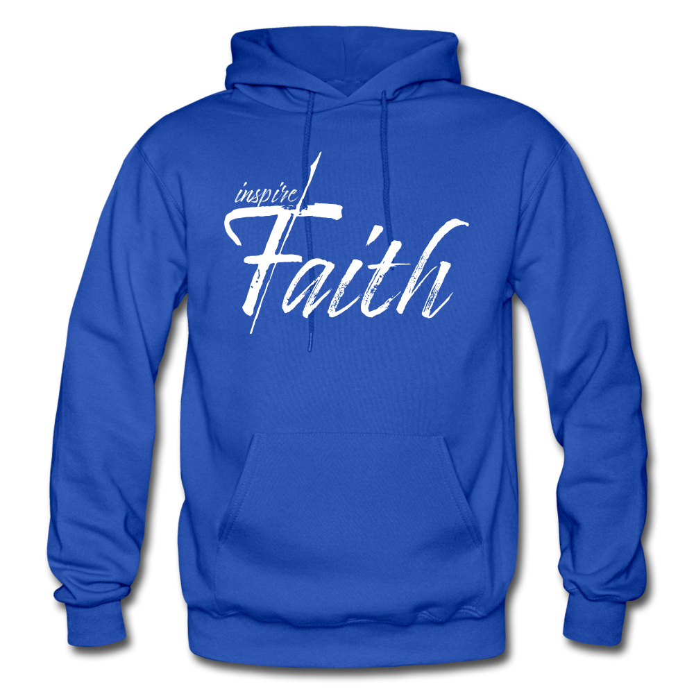 Unisex Hooded Blue Sweatshirt - Inspire Faith Graphic / Size m