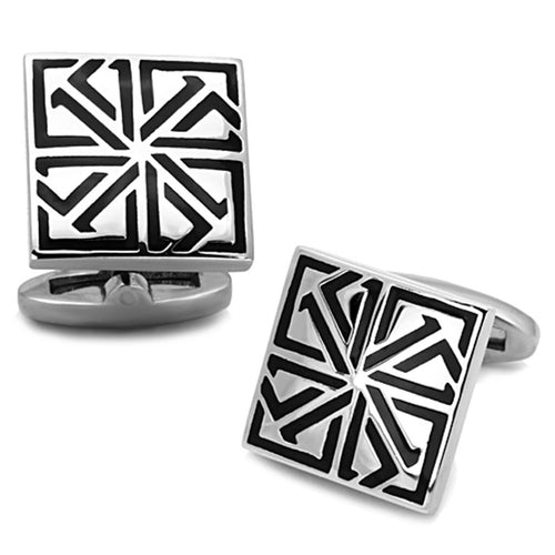 TK1253 - High polished (no plating) Stainless Steel Cufflink with