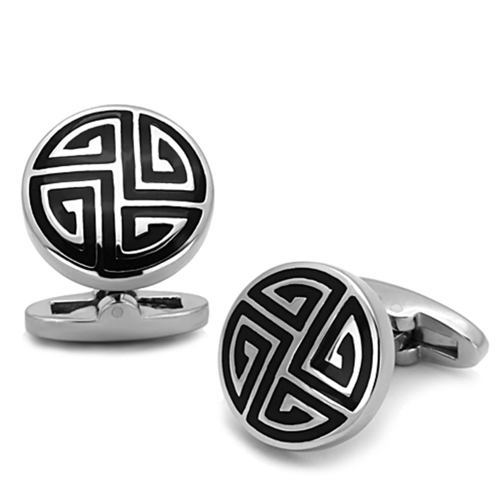 TK1257 - High polished (no plating) Stainless Steel Cufflink with