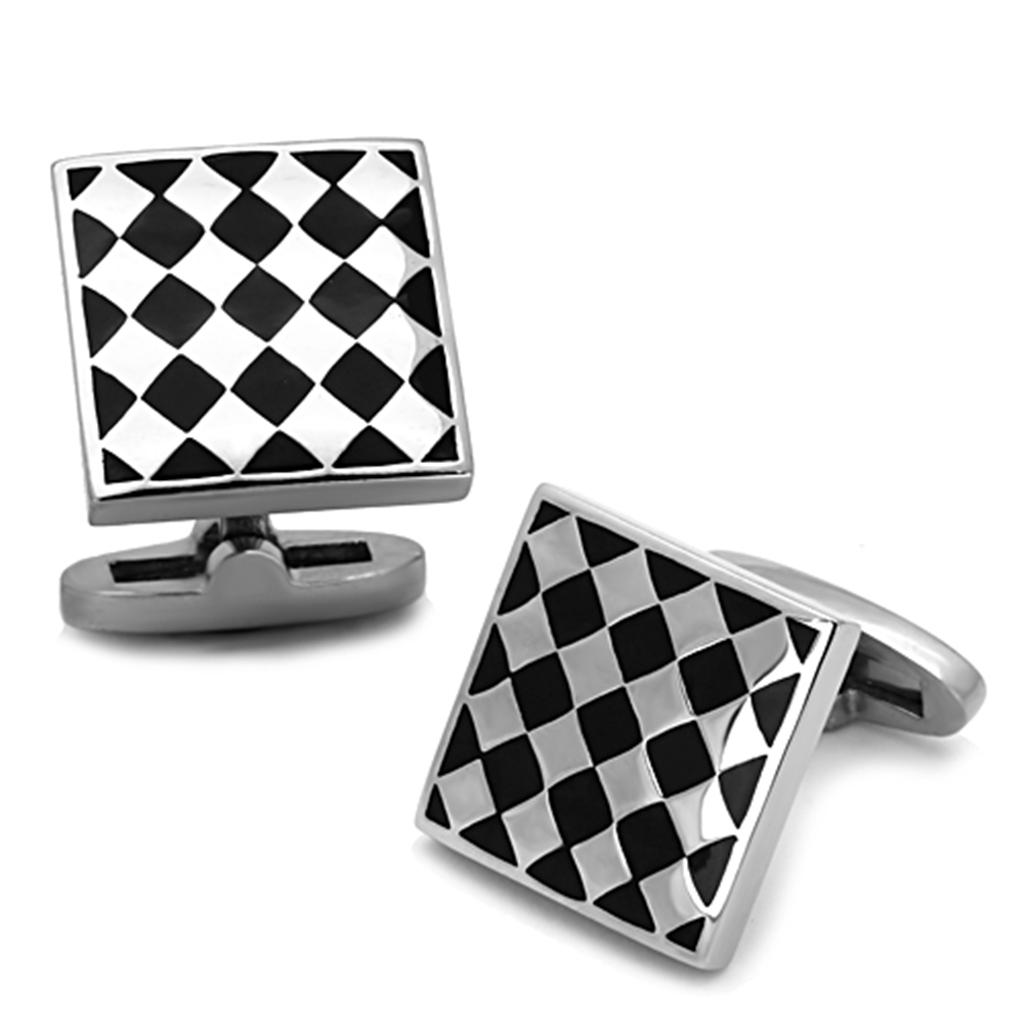 TK1270 - High polished (no plating) Stainless Steel Cufflink with