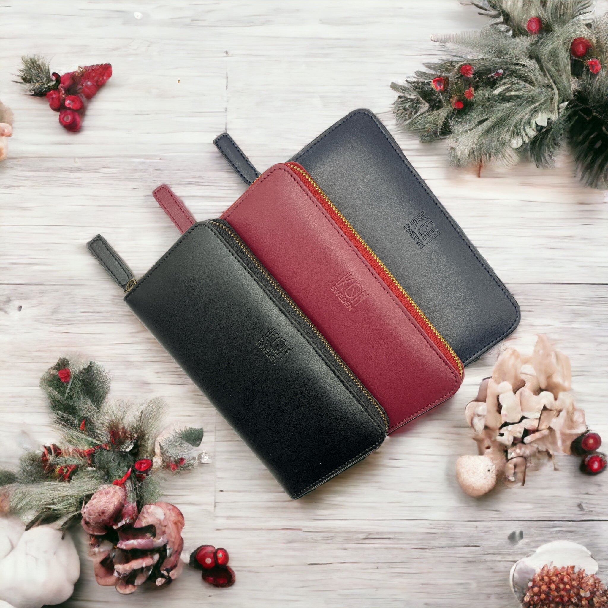 Kivik | Apple Leather Long Zip Wallet - Wine Red-6